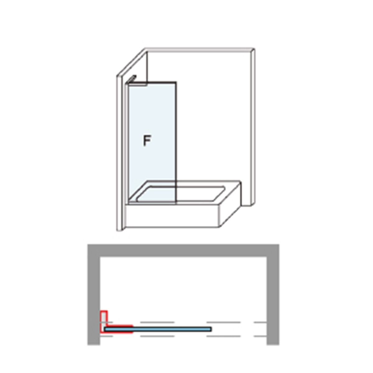 Mampara de bañera con panel fijo Módena-6 E Ibermampara - Negro mate 80 cm Negro mate-4