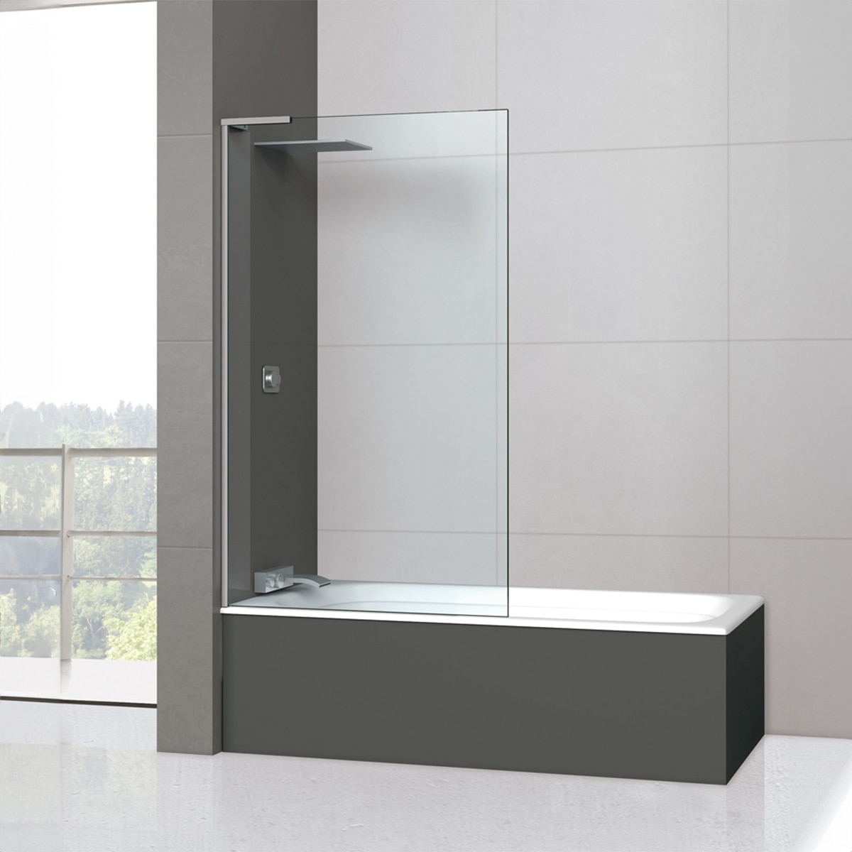 Ibermampara - Mampara de bañera con panel fijo Módena-8 E Ibermampara.