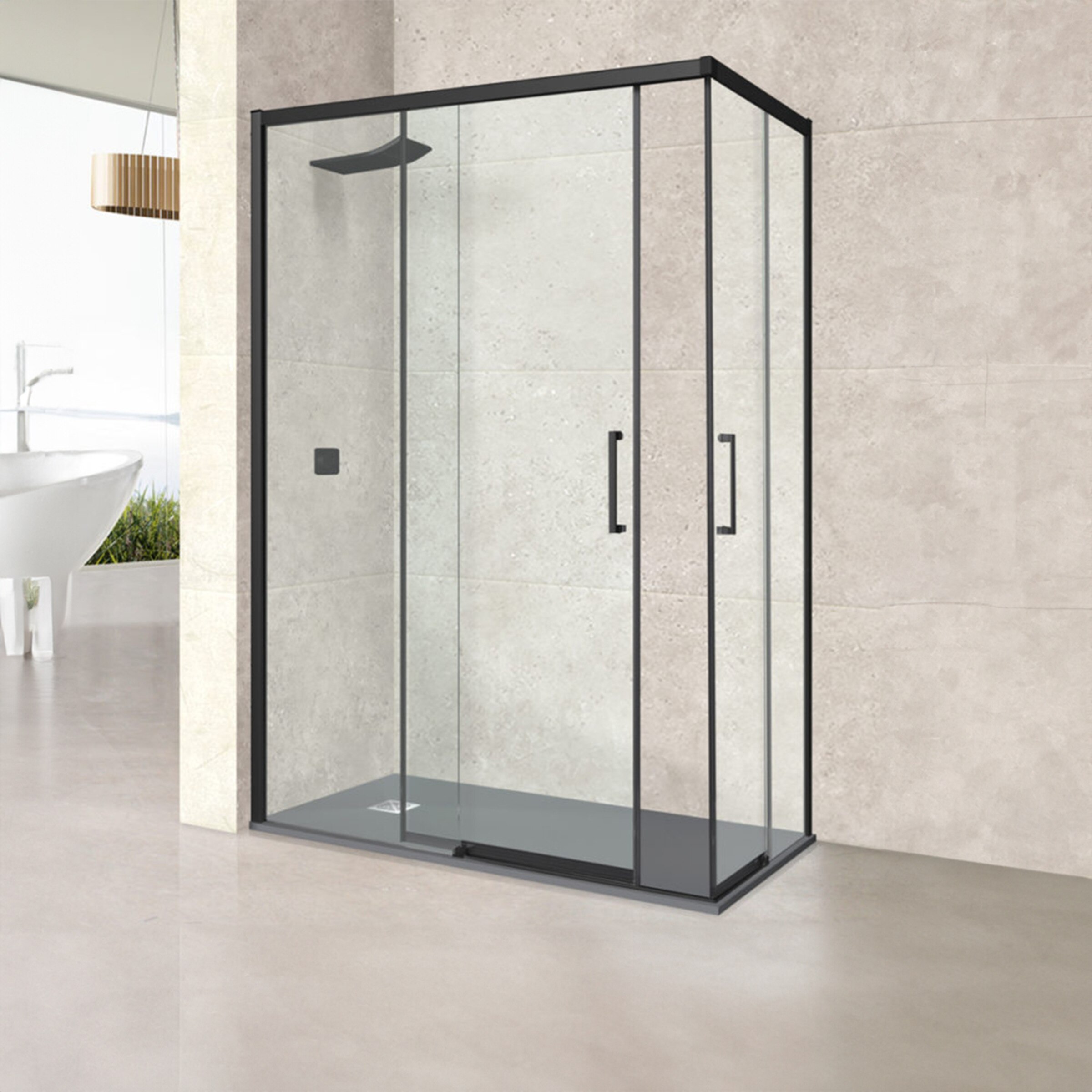 Mampara de ducha angular Versalles Ibermampara - Negro Hasta 120 x 80 cm Negro-1