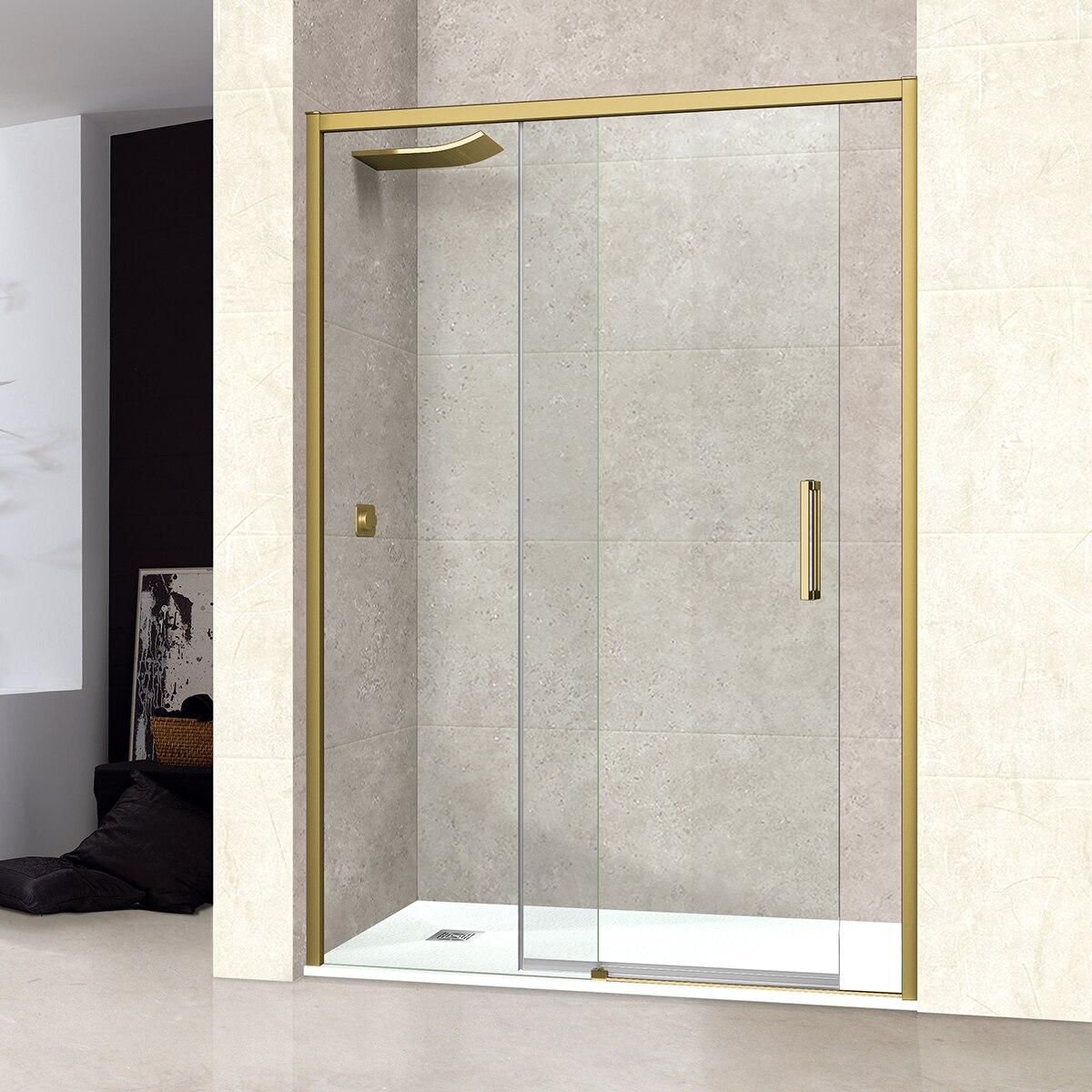 Mampara de ducha frontal Versalles 2P Ibermampara - Oro De 176,1 a 180 cm Oro-1