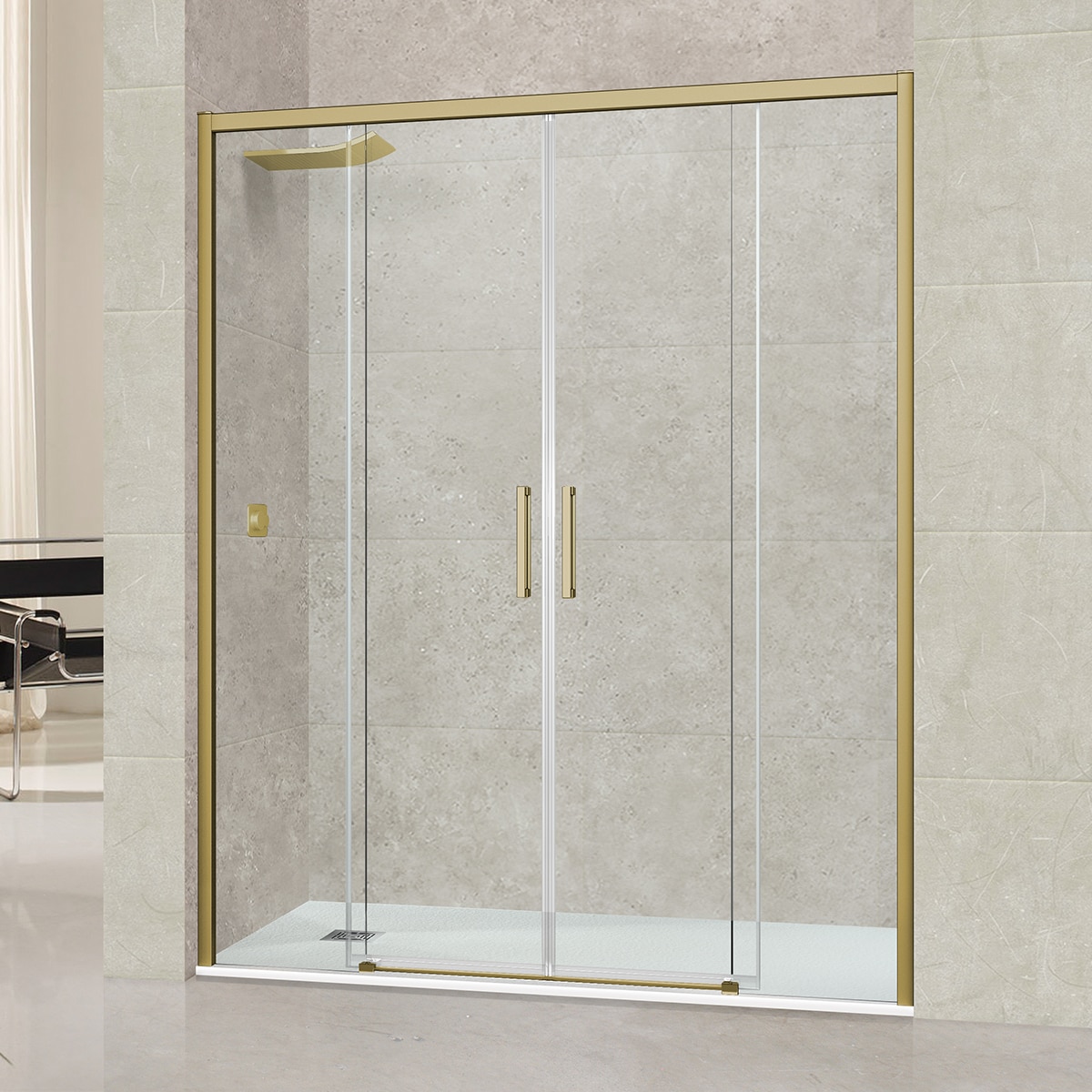 Mampara de ducha frontal Versalles 4P Ibermampara - Oro De 132 a 136 cm Oro-1