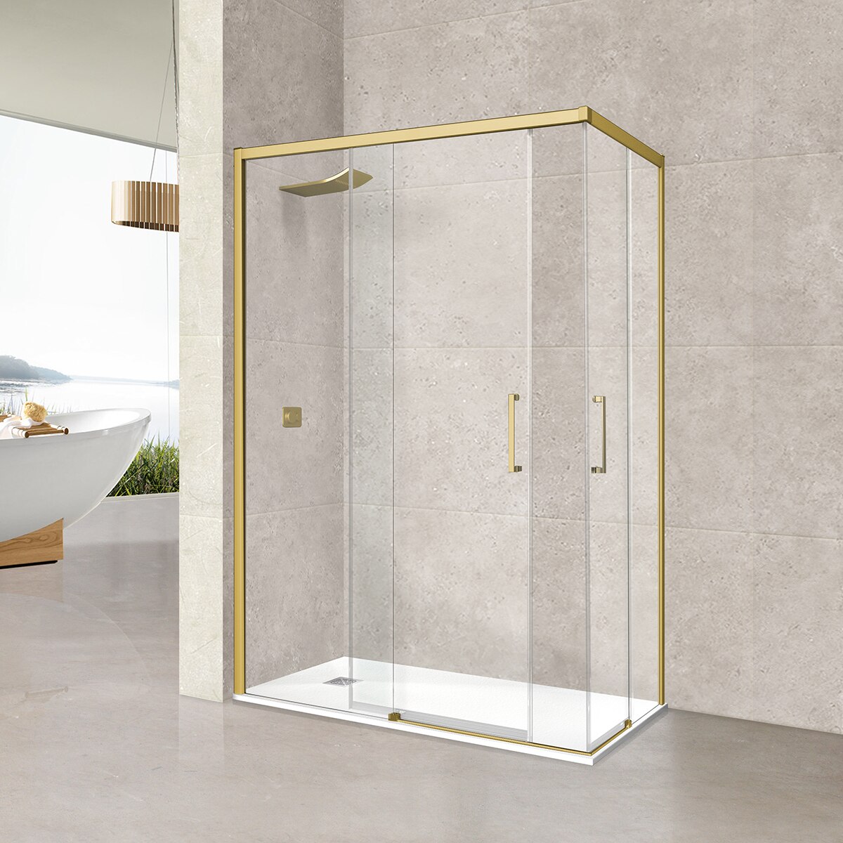 Mampara de ducha angular Versalles Ibermampara - Oro Hasta 80 x 80 cm Oro-1