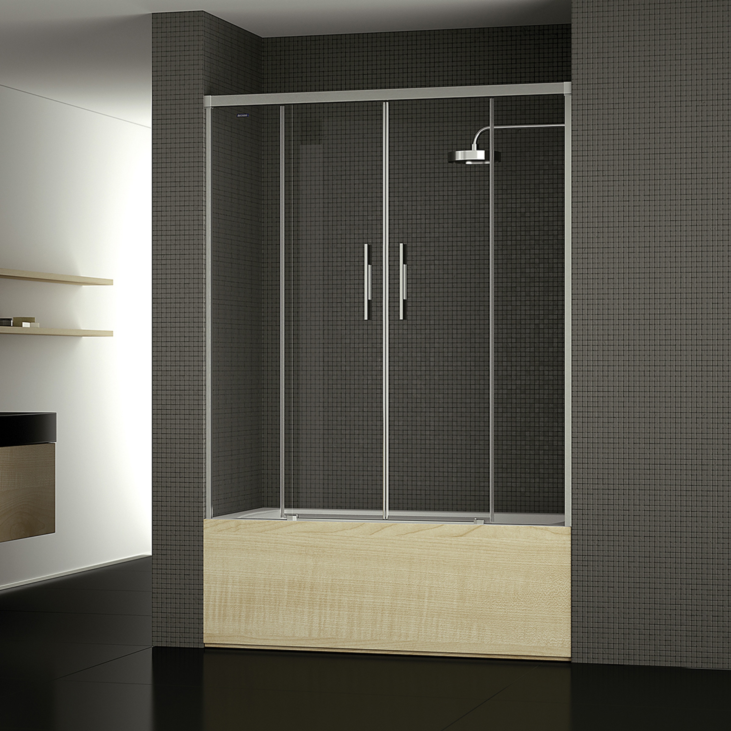 Mampara Bañera frontal D3 Gredel 2F+2P Duscholux - Platino De 116 a 140 cm Platino-1