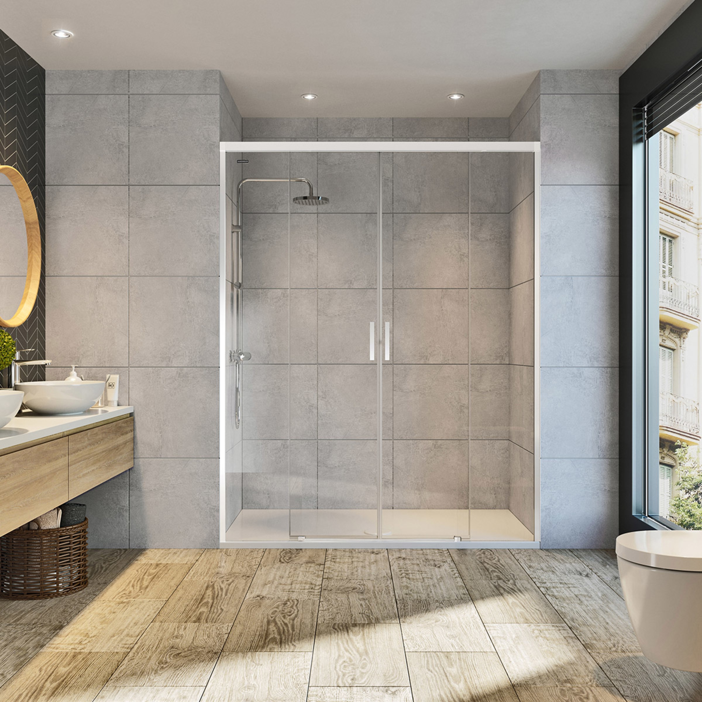 Imagen 0 de Mampara Ducha frontal D2 Gravity 2F+2P Duscholux Blanco mate