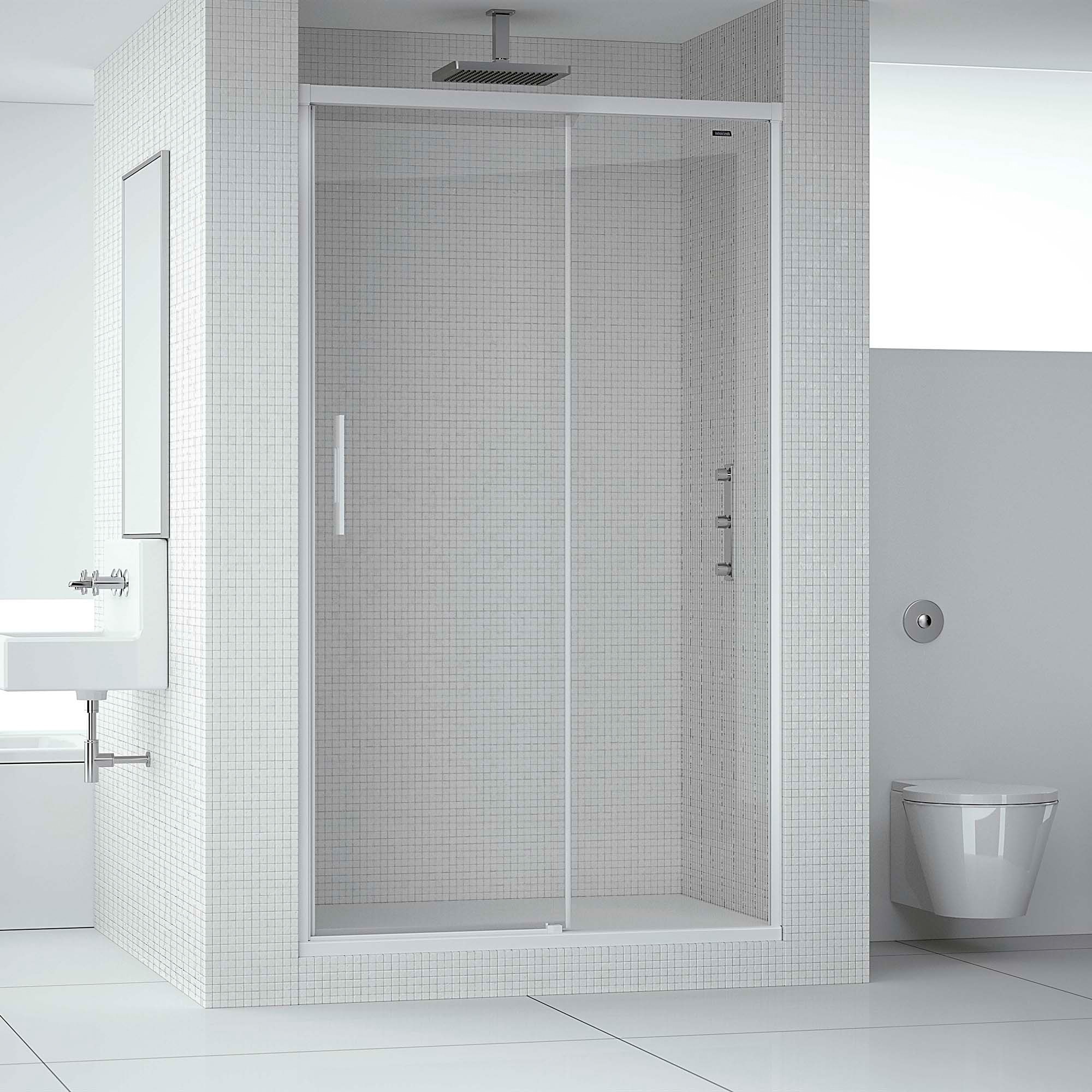 Imagen 1 de Mampara Ducha frontal D3 Gredel 1F+1P Derecha Duscholux - Blanco mate De 105 a 140 cm Blanco mate