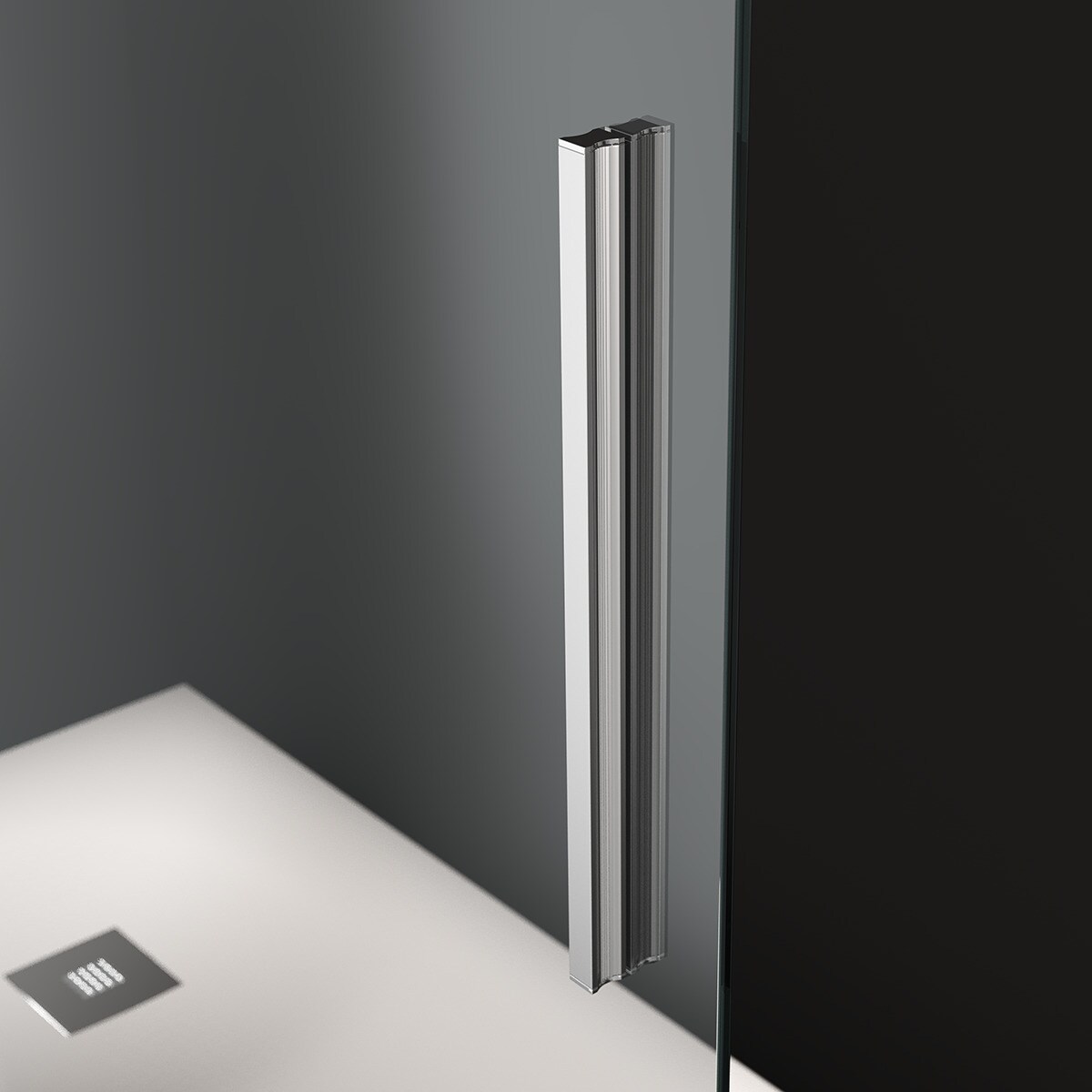 Mampara de ducha frontal con puerta corredera izquierda Wind Xpress Profiltek - Plata alto brillo De 132 a 135 cm Plata alto brillo-3