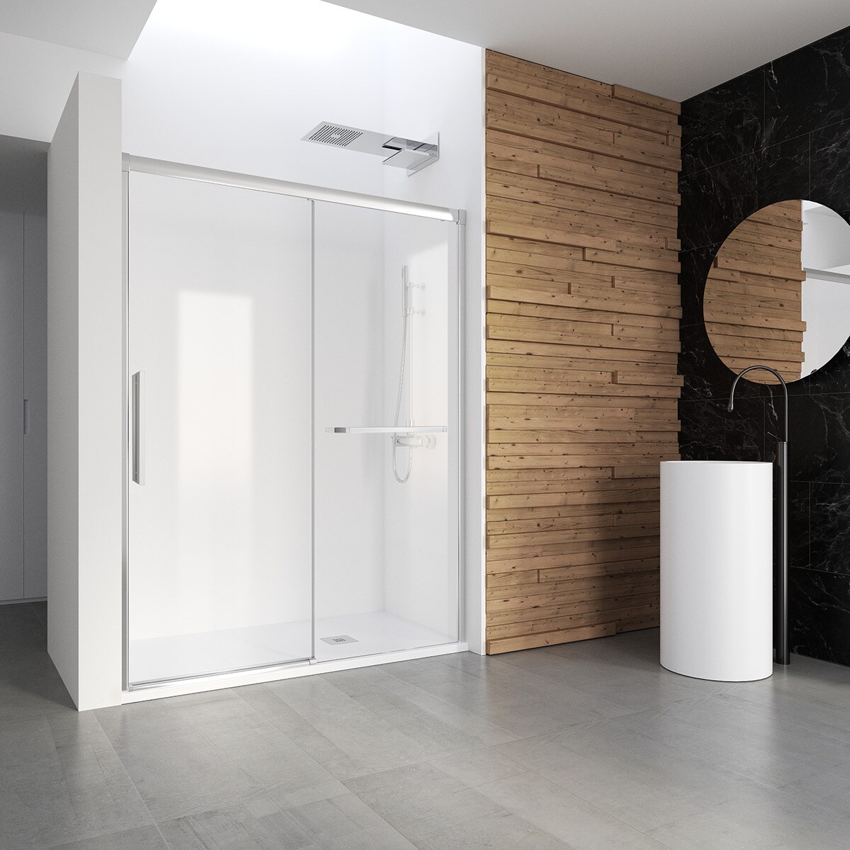 Mampara de ducha frontal con puerta corredera izquierda Wind Xpress Profiltek - Plata alto brillo De 132 a 135 cm Plata alto brillo-5