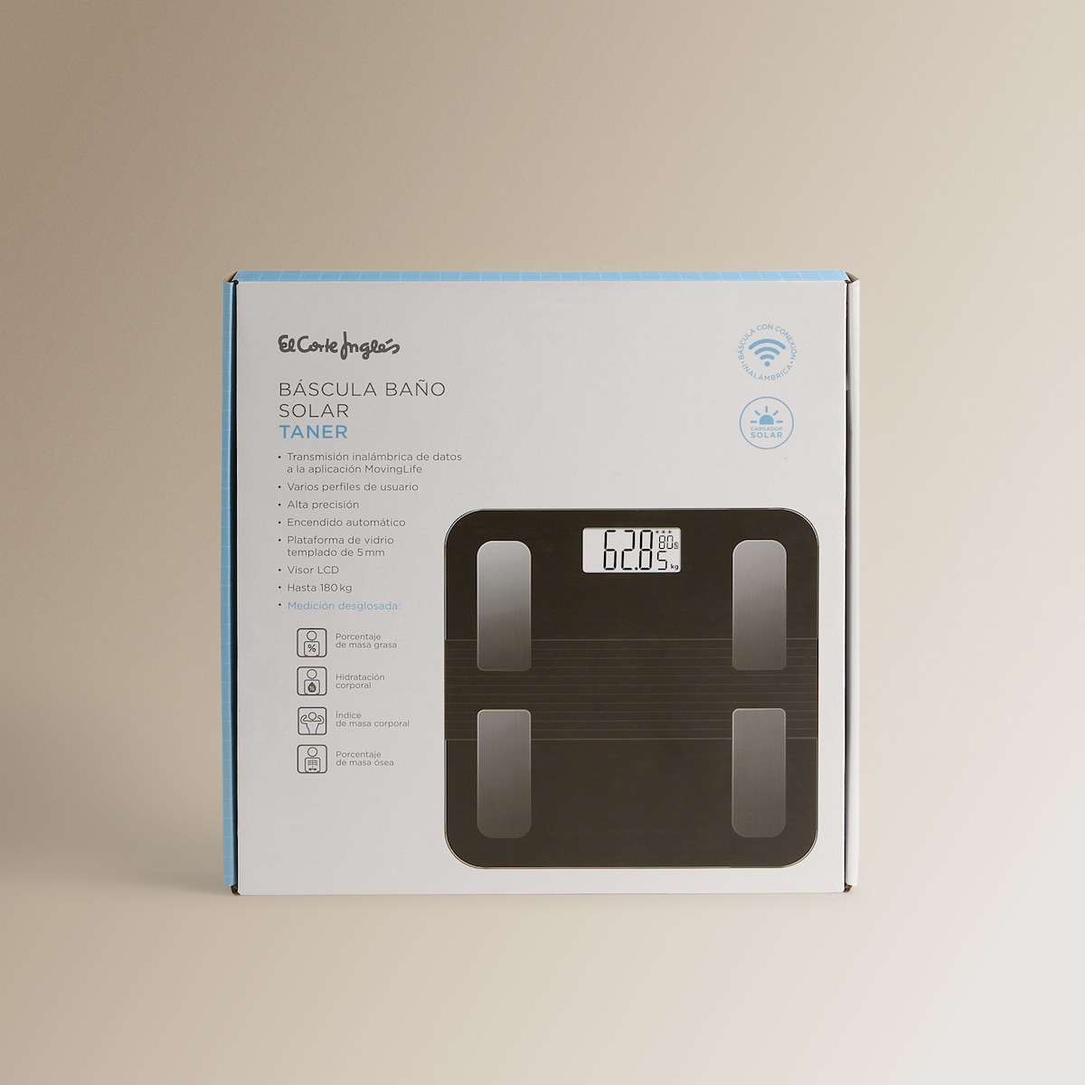 Báscula de baño analítica Taner El Corte Inglés Negro-5