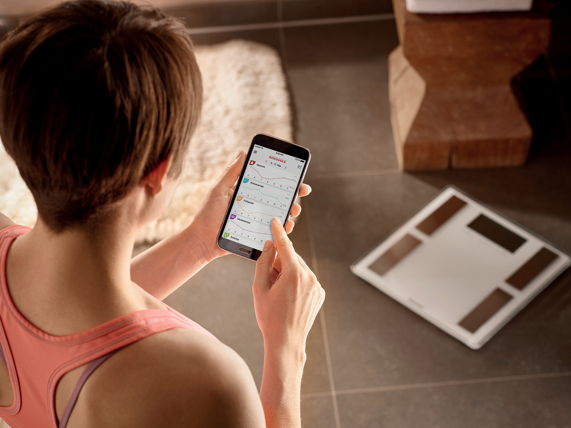 Báscula de baño analítica con Bluetooth Shape Sense Connect 100 Soehnle - Blanco Blanco-8