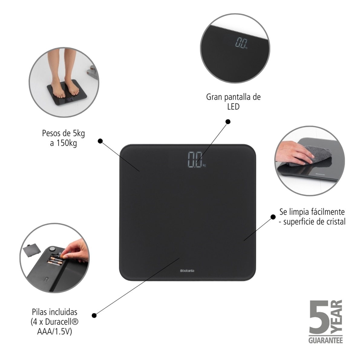 Imagen 7 de Báscula de baño digital ReNew Brabantia - Gris Gris