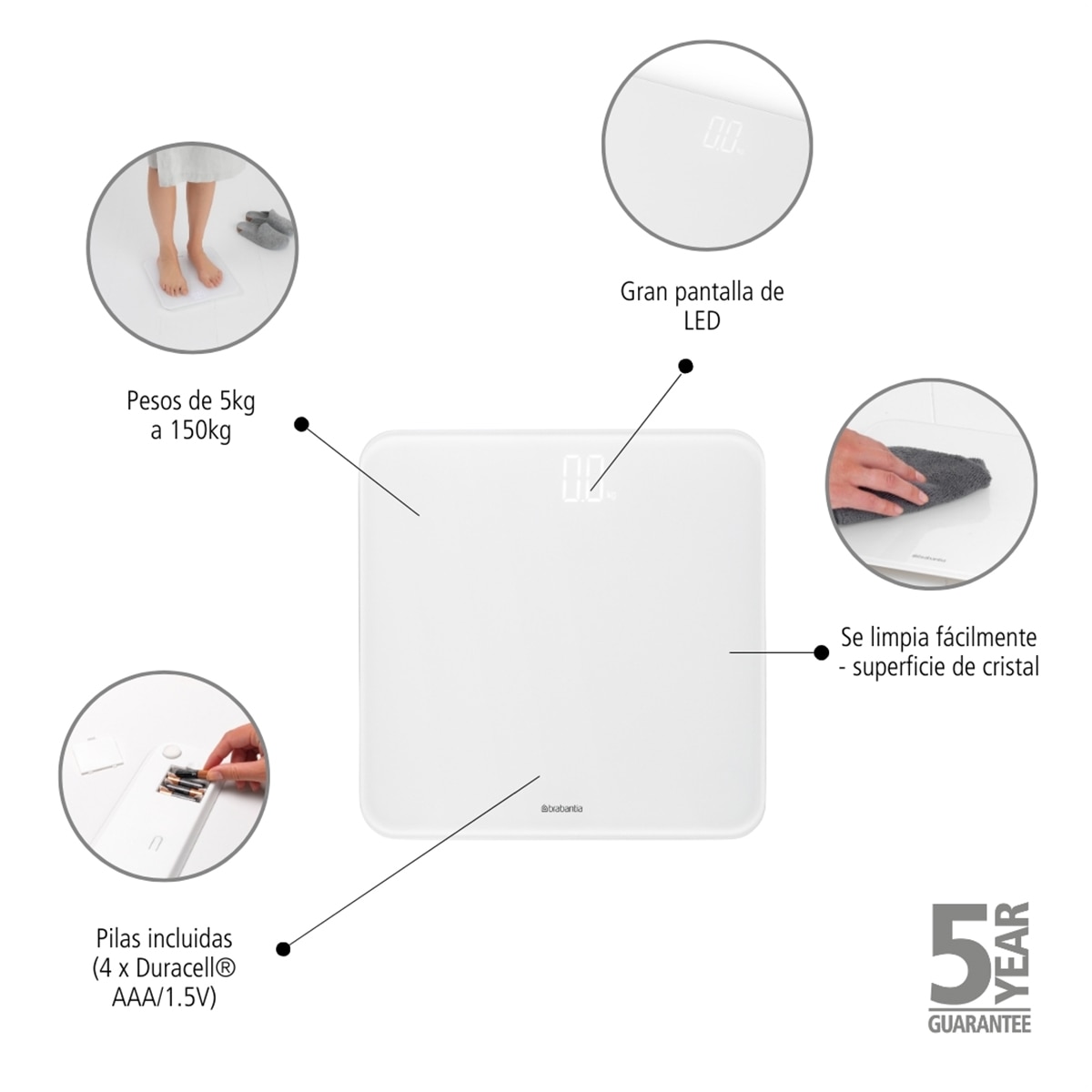 Imagen 7 de Báscula de baño digital ReNew Brabantia - Blanco Blanco