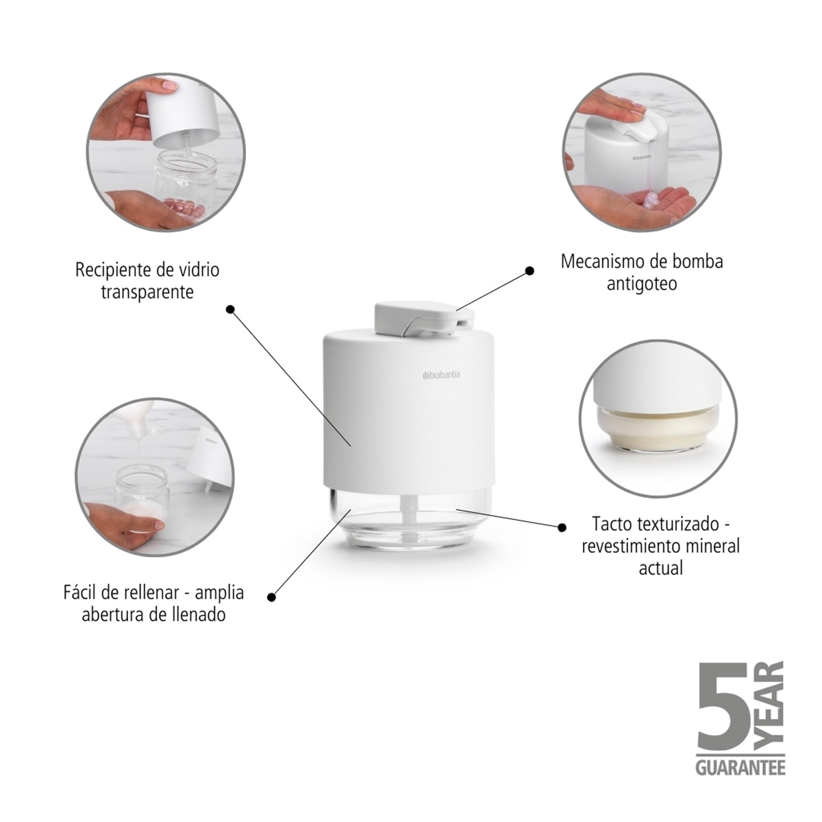Imagen 6 de Dosificador de jabón para encimera MindSet Brabantia - Blanco Blanco