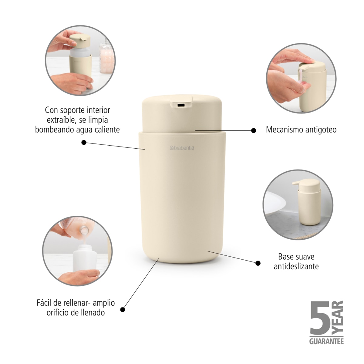 Imagen 6 de Dosificador de jabón ReNew Brabantia - Beige Beige