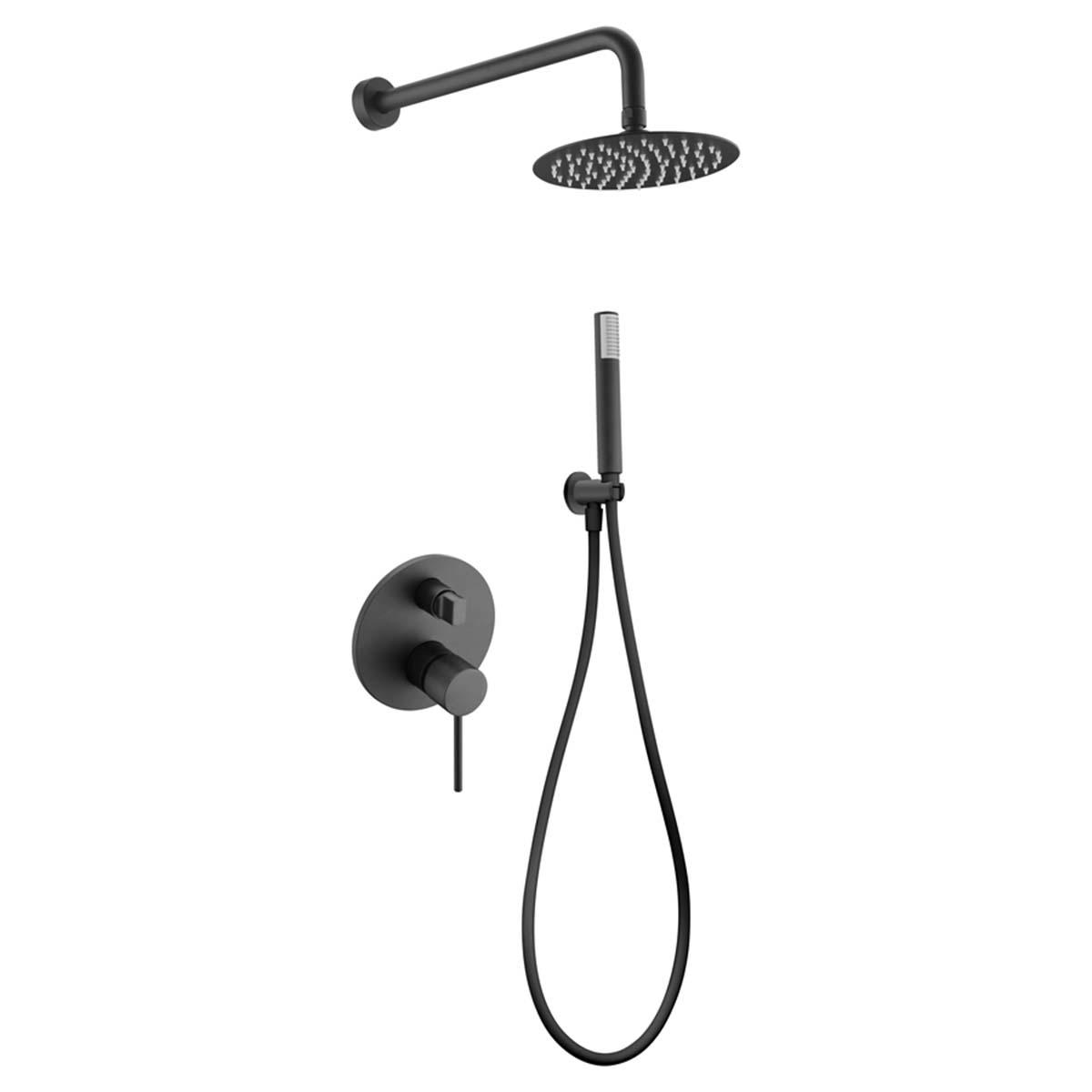 Conjunto de ducha empotrado monomando Milos Imex - Negro mate Negro mate-1