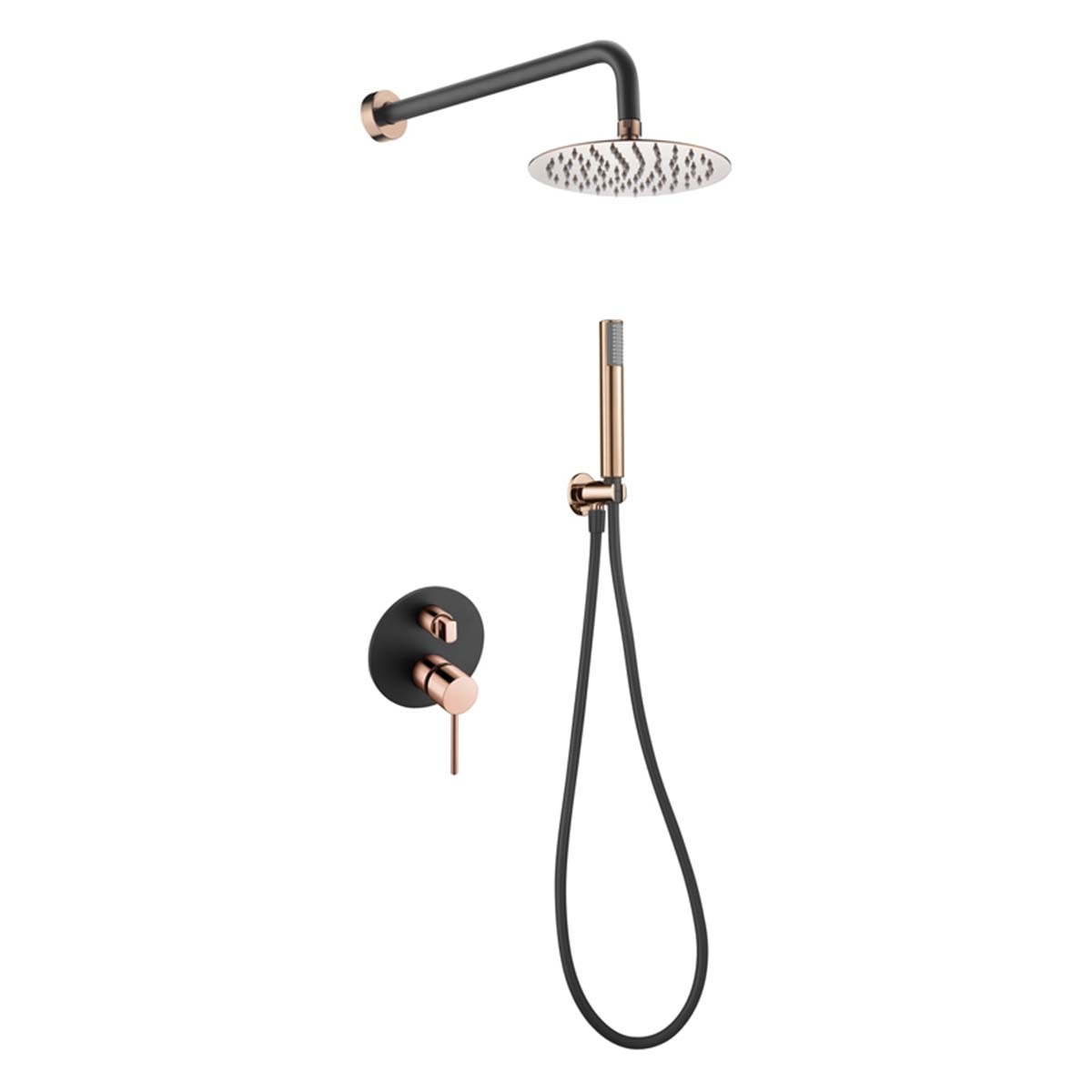 Conjunto de ducha empotrado monomando Milos Imex - Negro / Oro Rosa Negro / Oro Rosa-1