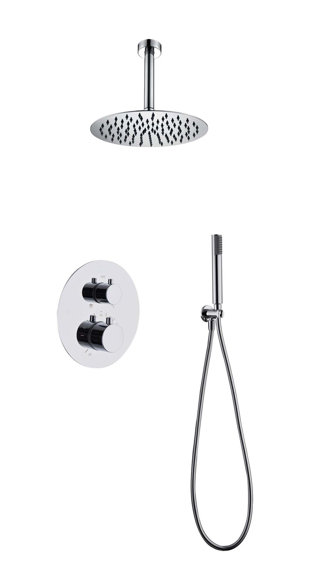 Imex Products - Conjunto ducha termostatico empotrado con salida al techo Monza Imex.
