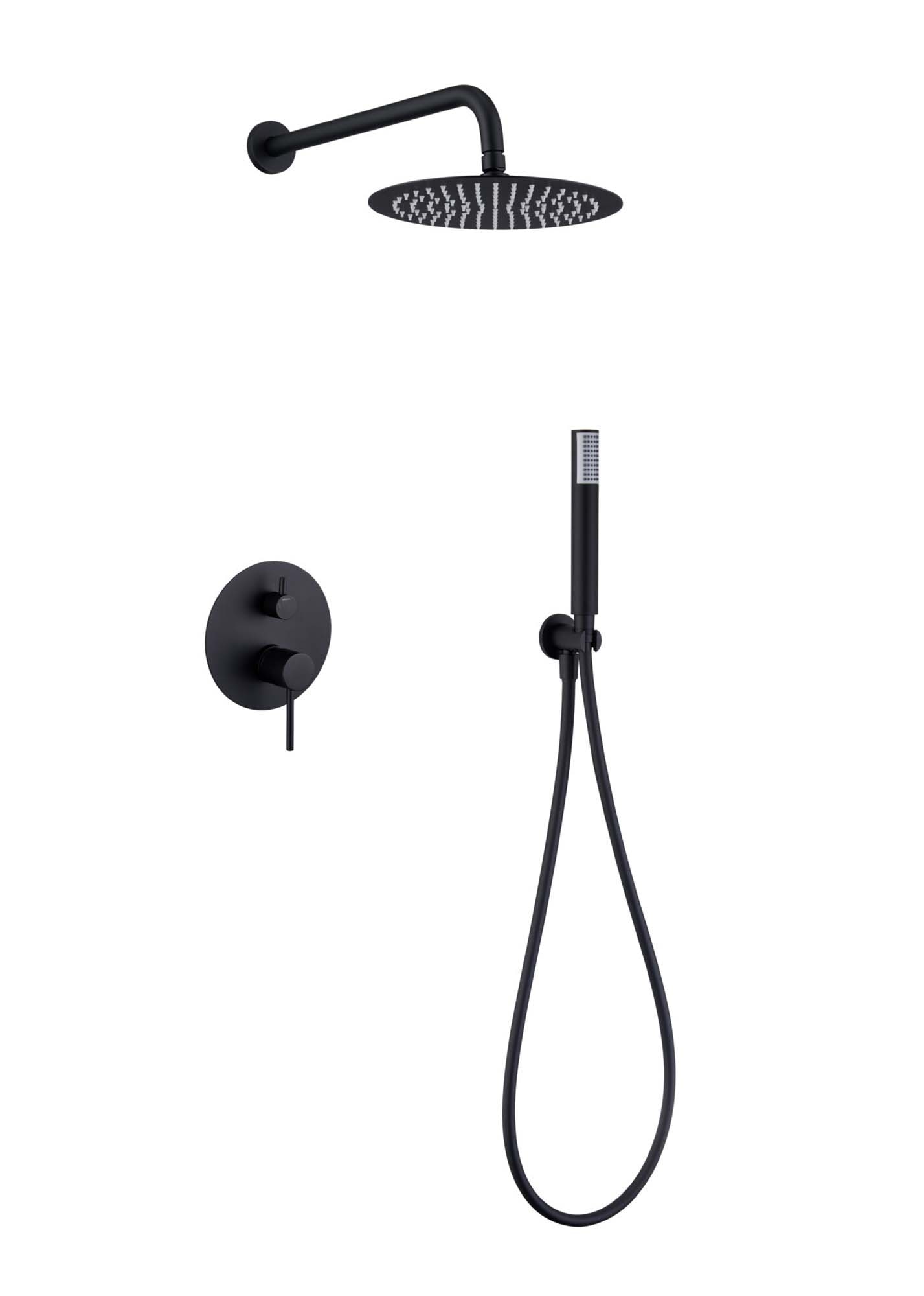 Imagen 1 de Conjunto de ducha monomando empotrado Monza Imex - Negro mate Negro mate