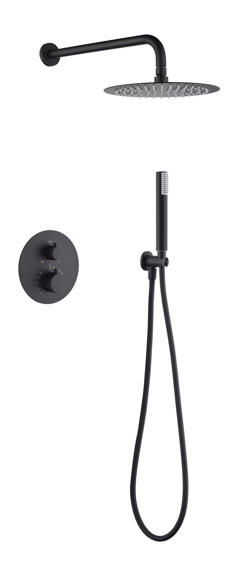Conjunto de ducha termostático empotrado Monza Imex - Negro mate Negro mate-1