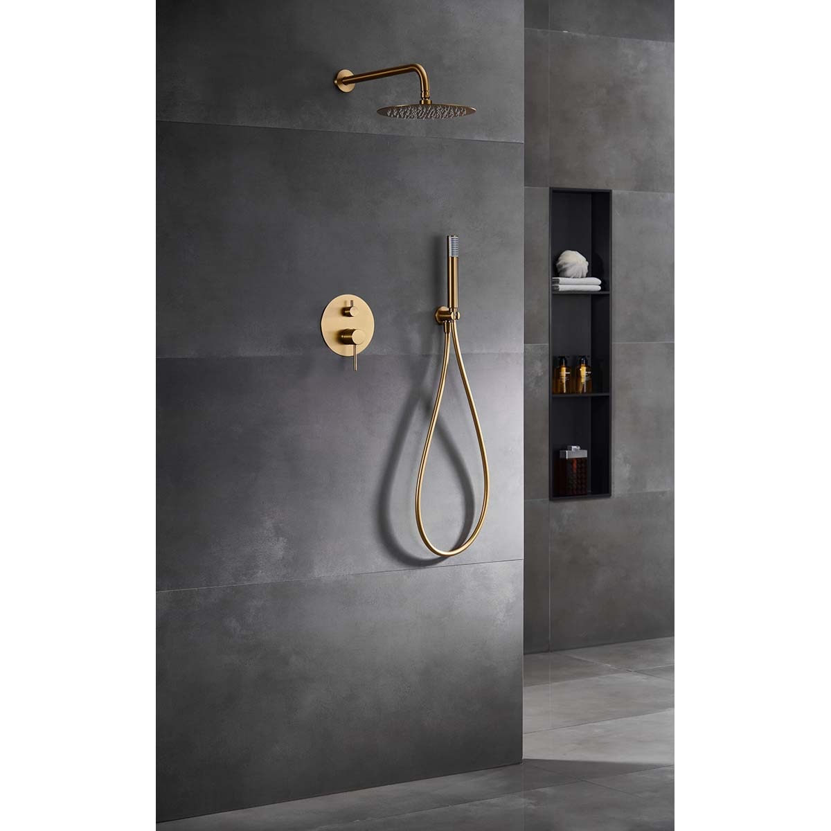 Imagen 2 de Conjunto de ducha monomando empotrado Monza Imex - Oro cepillado Oro cepillado