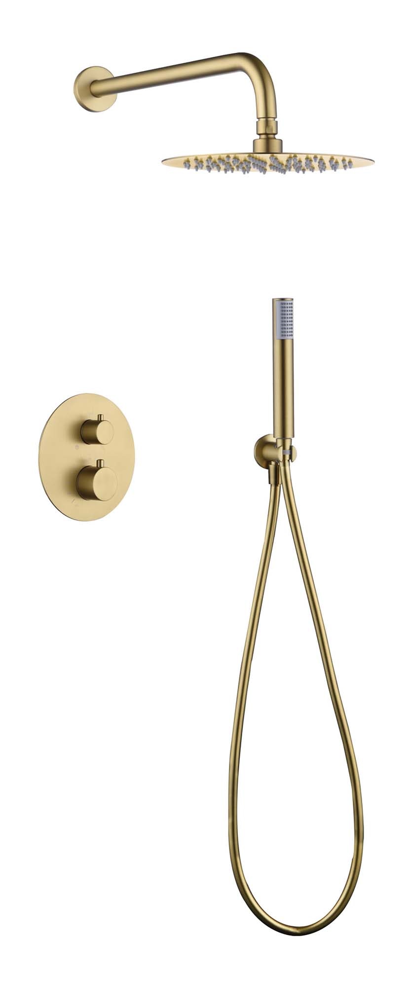 Conjunto de ducha termostático empotrado Monza Imex - Oro cepillado Oro cepillado-1