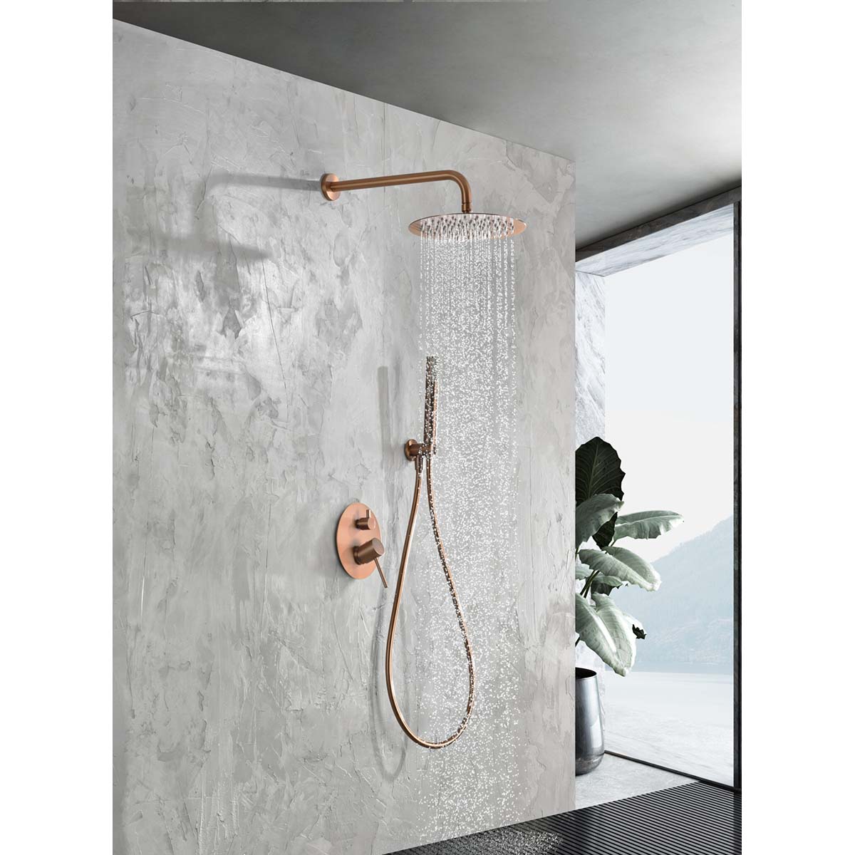 Imagen 2 de Conjunto de ducha monomando empotrado Monza Imex - ORO ROSA CEPILLADO ORO ROSA CEPILLADO