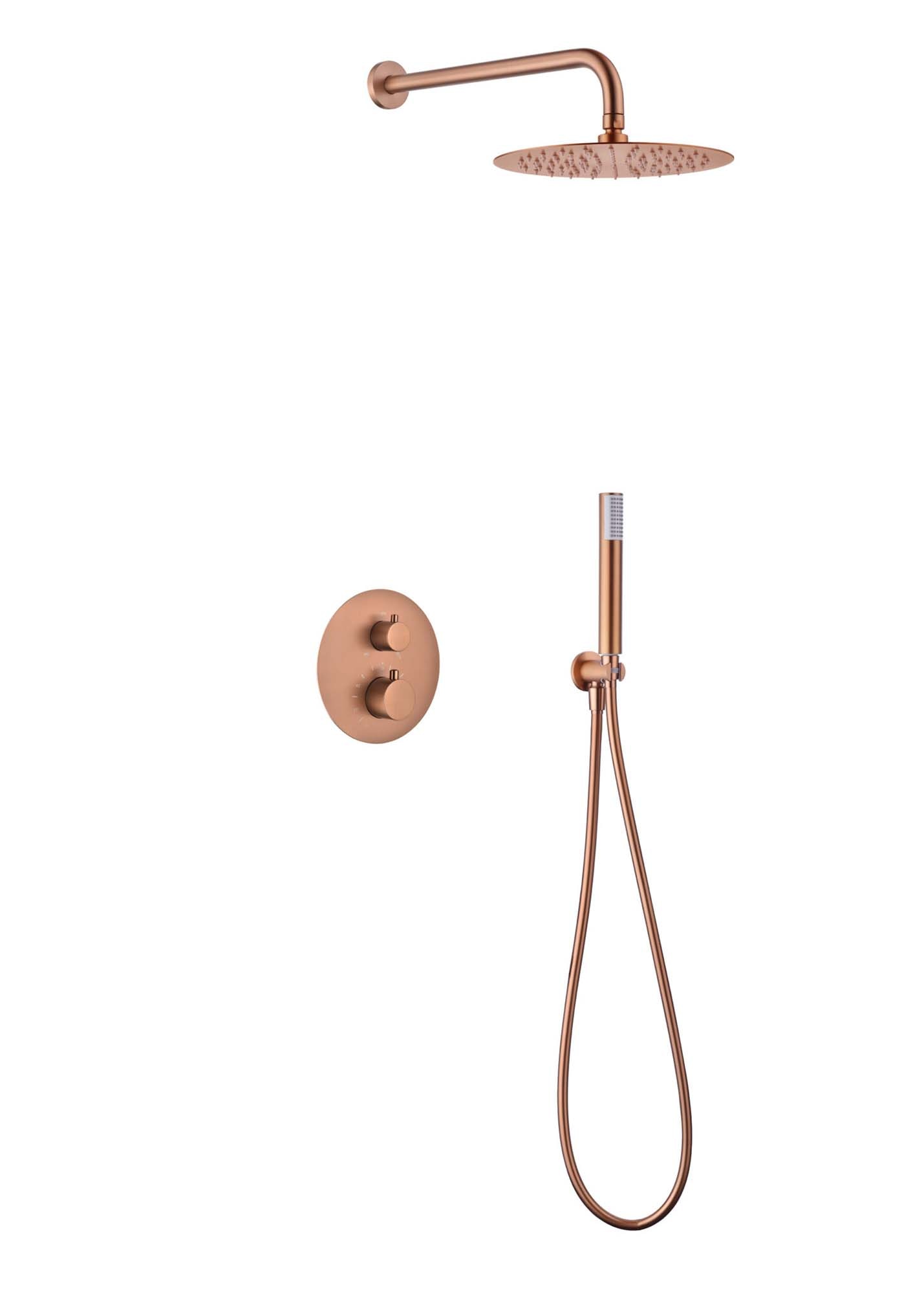 Conjunto de ducha termostático empotrado Monza Imex - ORO ROSA CEPILLADO ORO ROSA CEPILLADO-1