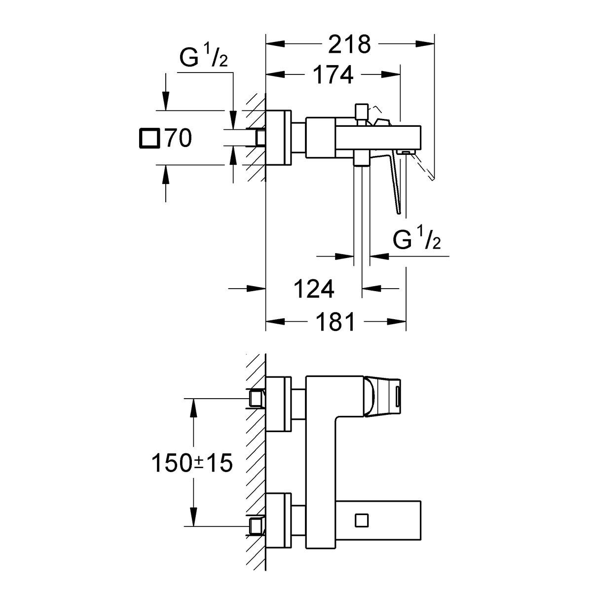 Monomando para bañera Eurocube Grohe - Cromo Cromo-2