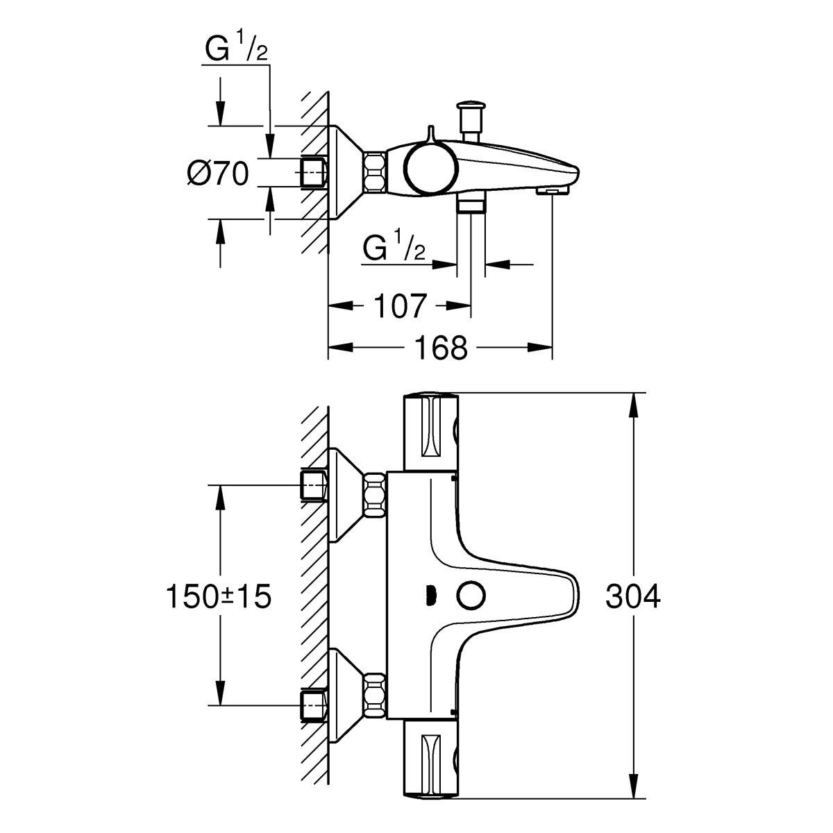 Termostato para bañera Grohtherm 800 Grohe - Cromo Cromo-2
