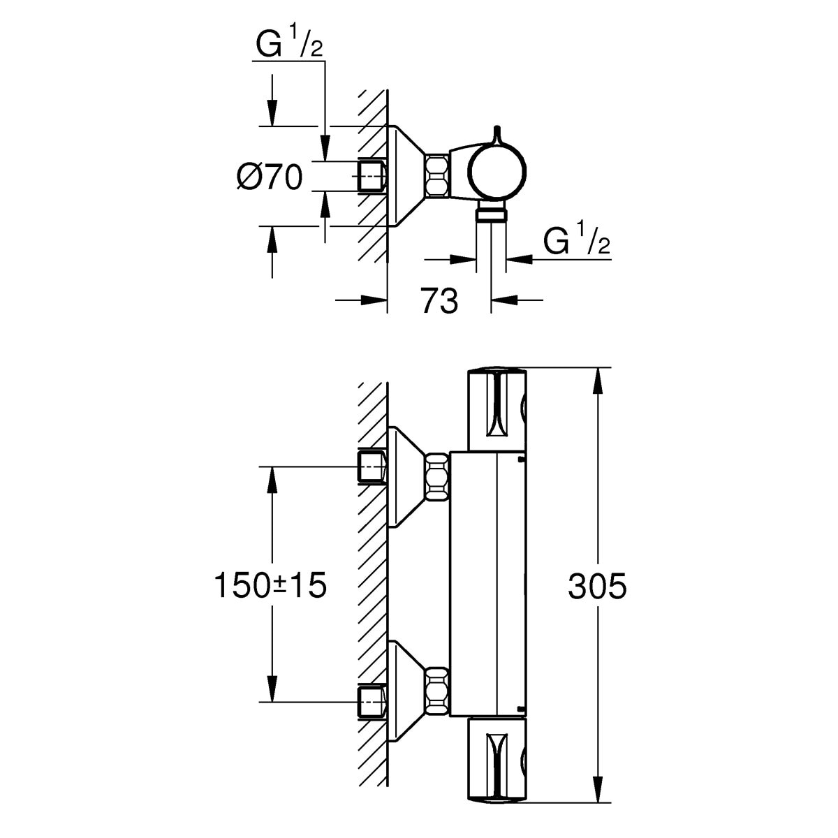 Termostato para ducha Grohtherm 800 Grohe - Cromo Cromo-2
