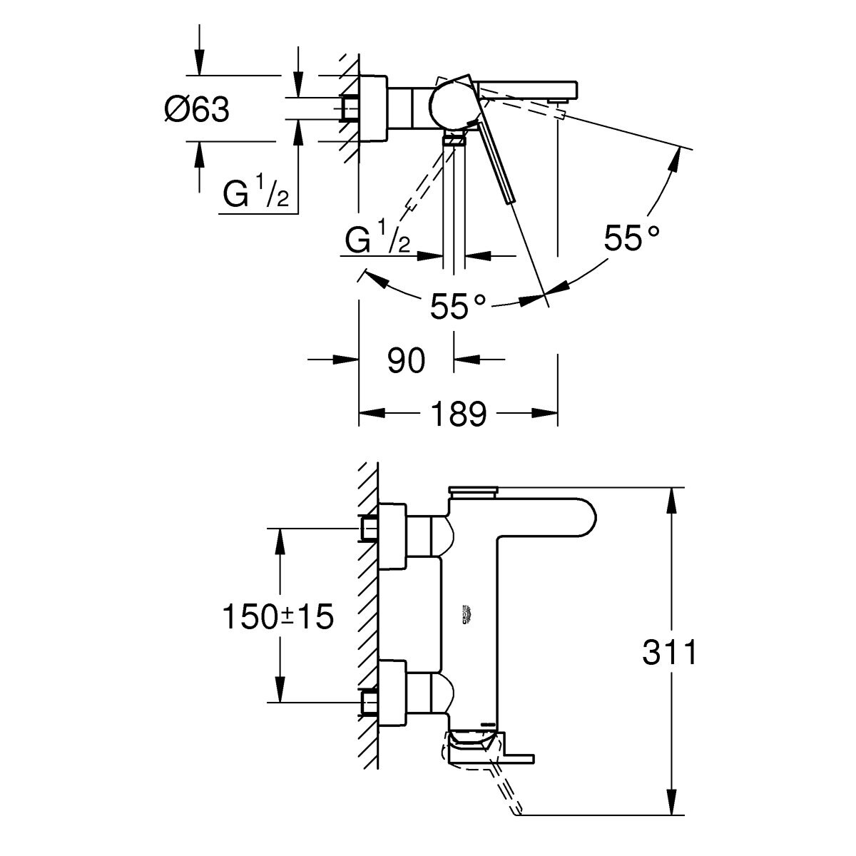 Torneira monocomando termostática para banheira Plus Cromado-2
