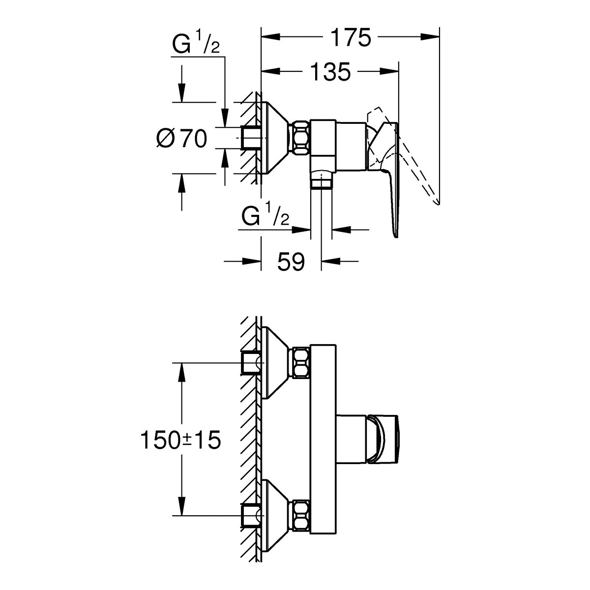 Imagen 3 de Grifo monomando para ducha Bauedge 20202 Grohe - Cromo Cromo