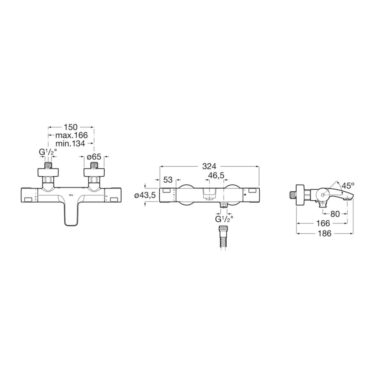 Imagen 2 de Grifo termostático para bañera T-500 Roca - Cromo Cromo