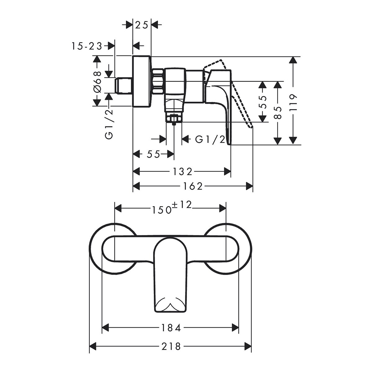 Monocomando Misturador para Duche Rebris E Cromado-2
