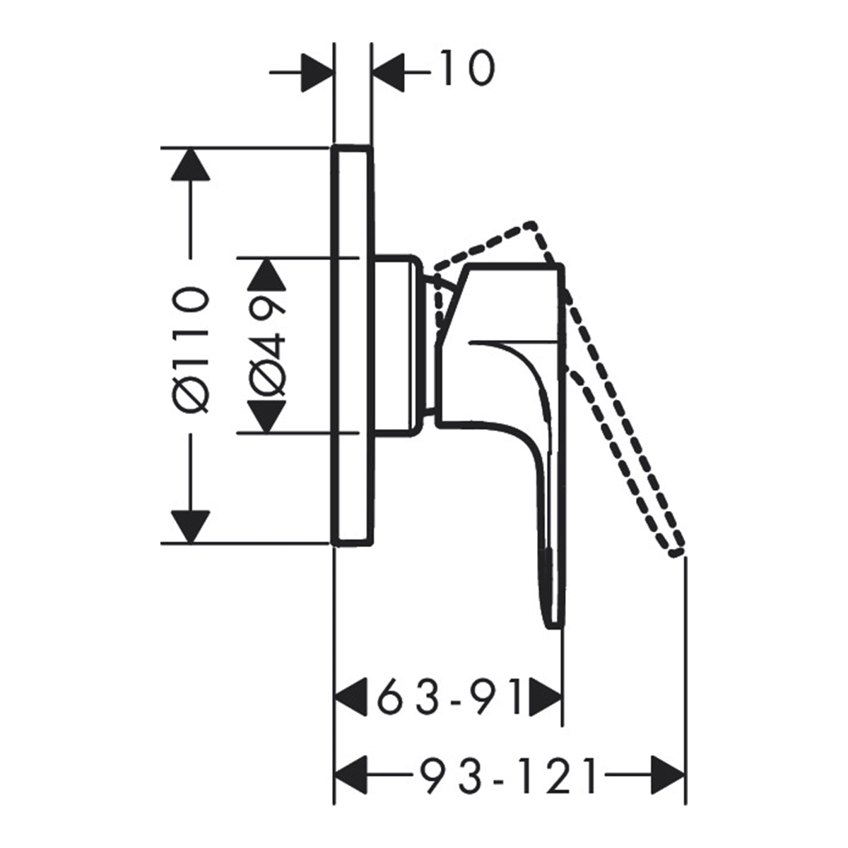 Monocomando Misturador Embutido para Duche Rebris S Cromado-2