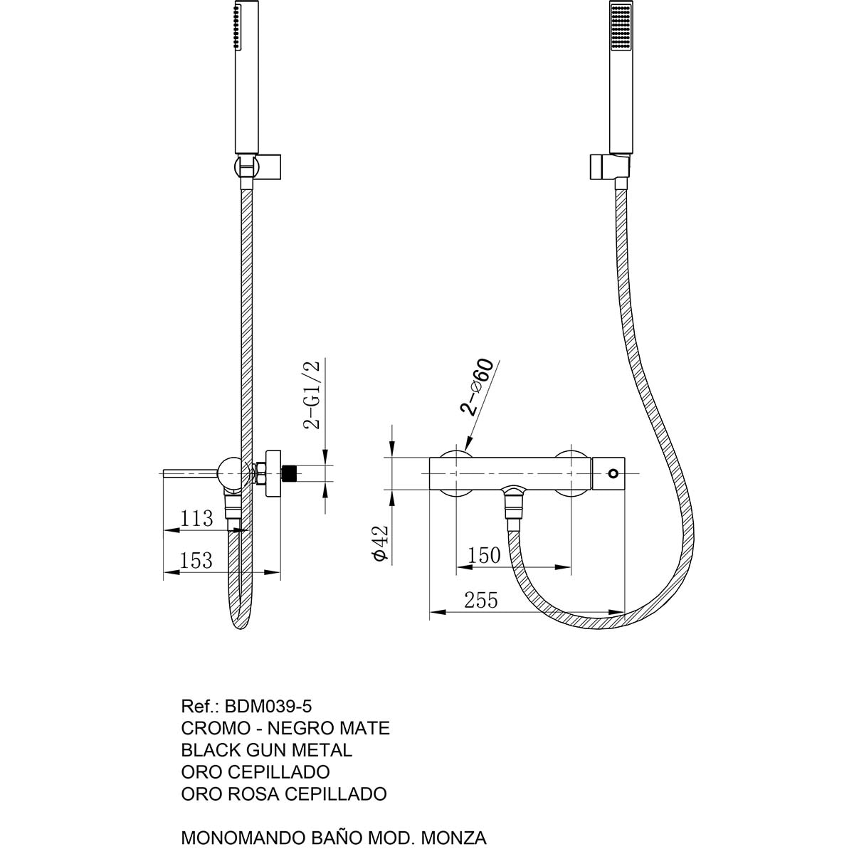 Imagen 3 de Kit de ducha monomando Monza Imex - ORO ROSA CEPILLADO ORO ROSA CEPILLADO