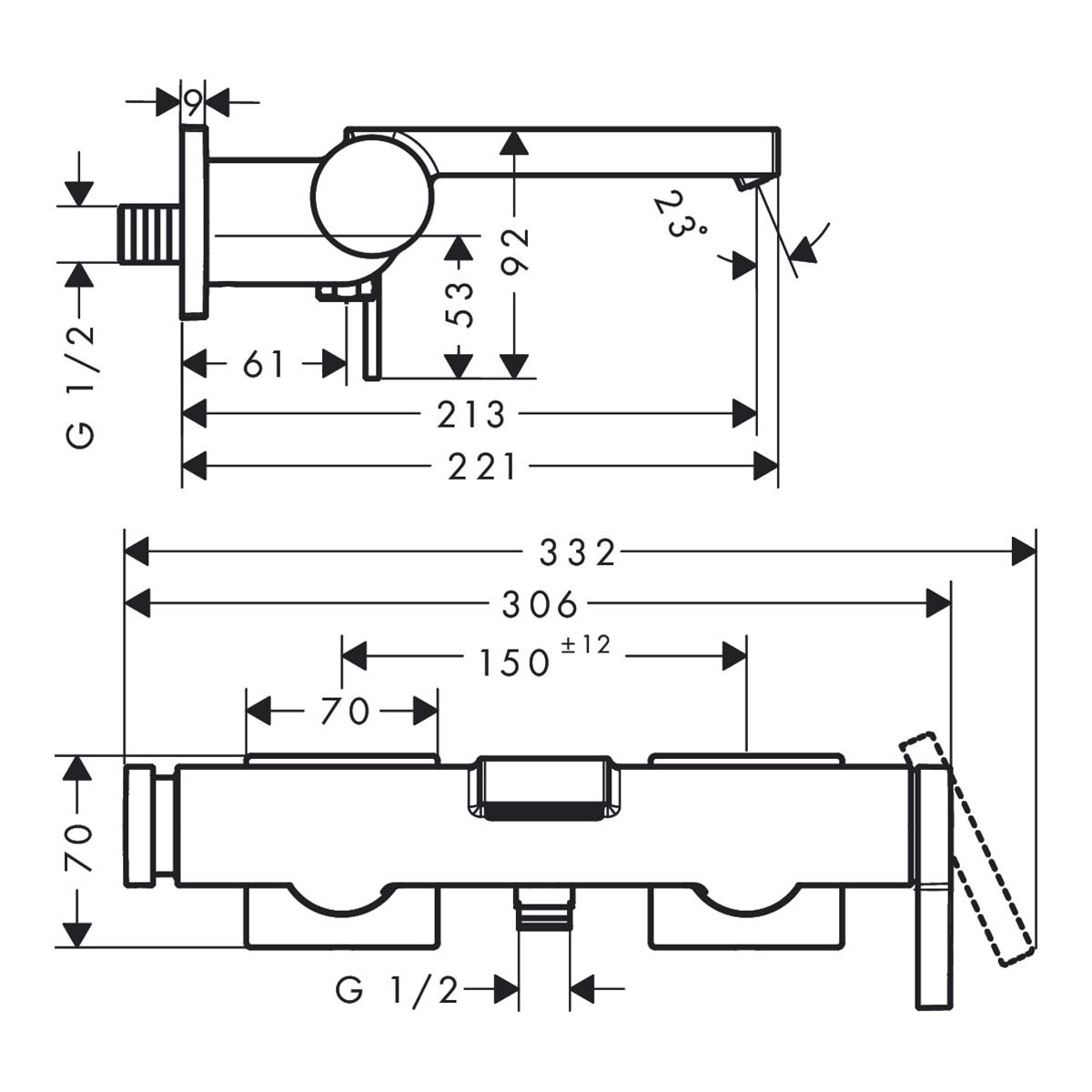 Grifo monomando para bañera o ducha Tecturis E Hansgrohe - Negro mate Negro mate-3