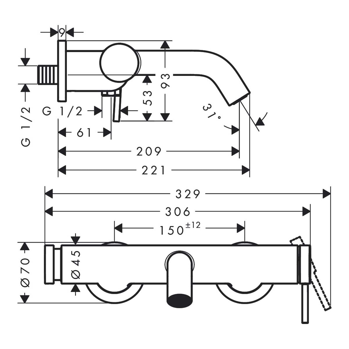 Torneira Monocomando para Banheira ou Duche Tecturis S Cromado-3