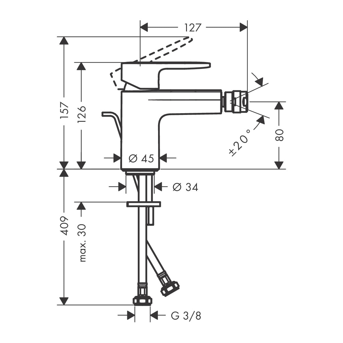 Grifo monomando para bidé Vernis Blend Hansgrohe - Negro mate Negro mate-2