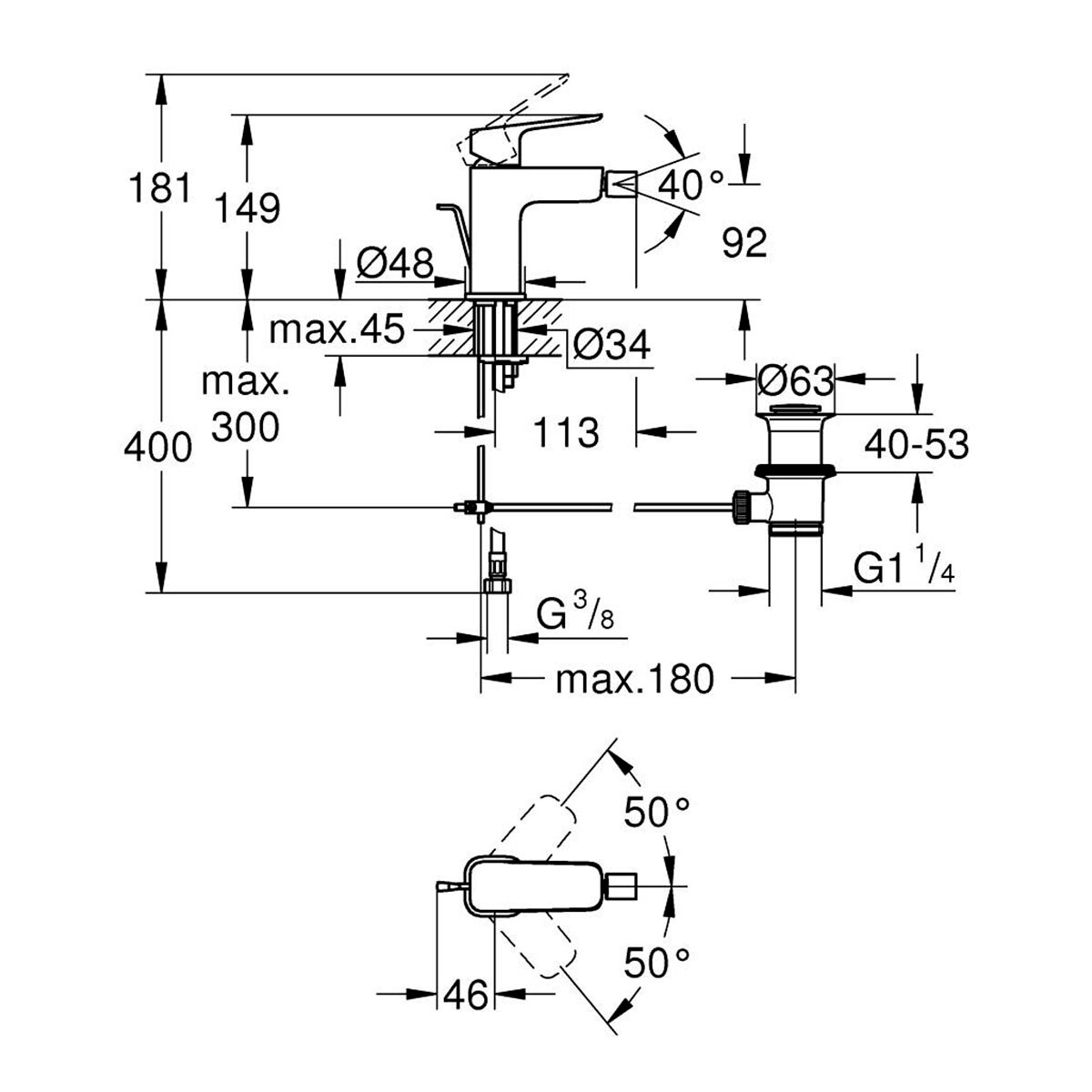 Torneira Misturadora para Bidé com Esvaziador Cubeo Cromado-3