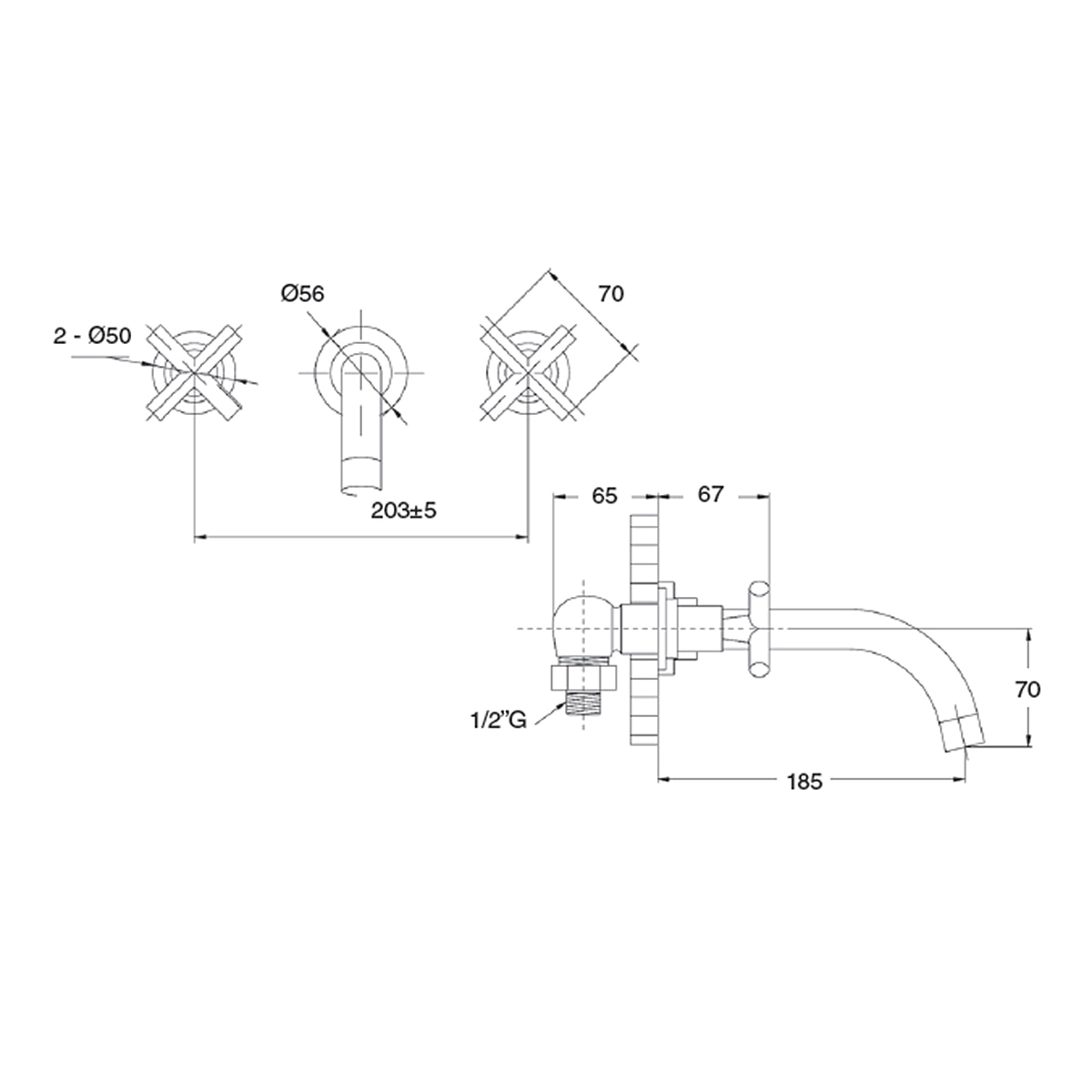 Grifo empotrado para lavabo Jalón Grizasa - Blanco mate Blanco mate-2