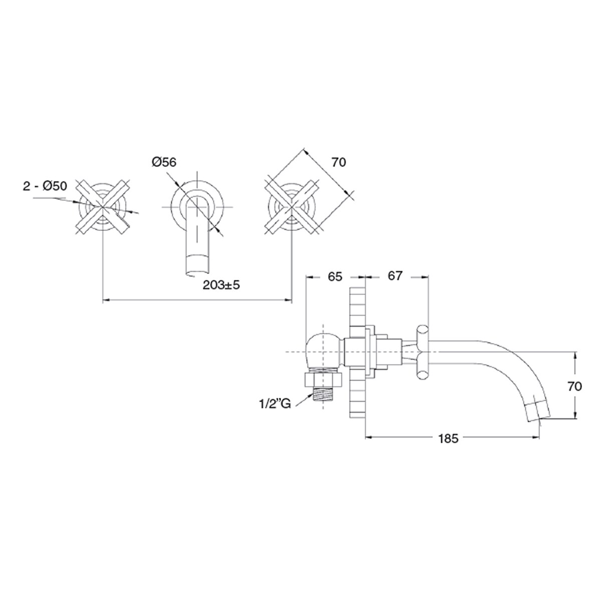 Grifo empotrado para lavabo Jalón Grizasa - Negro mate Negro mate-2