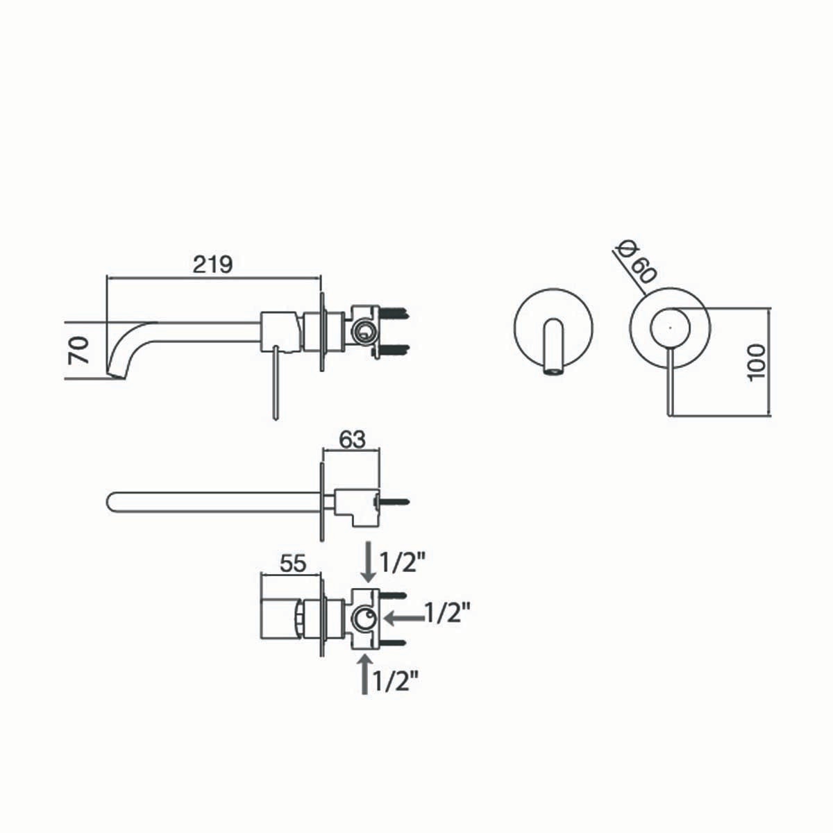 Imagen 4 de Grifo monomando empotrado para lavabo Etna Imex - Cromo Cromo