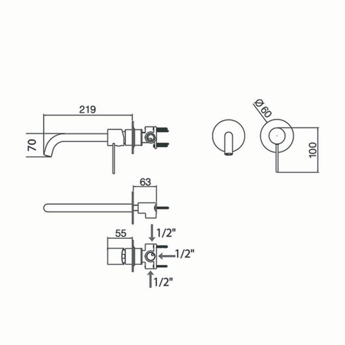 Imagen 5 de Grifo monomando empotrado para lavabo Etna Imex - Negro mate Negro mate