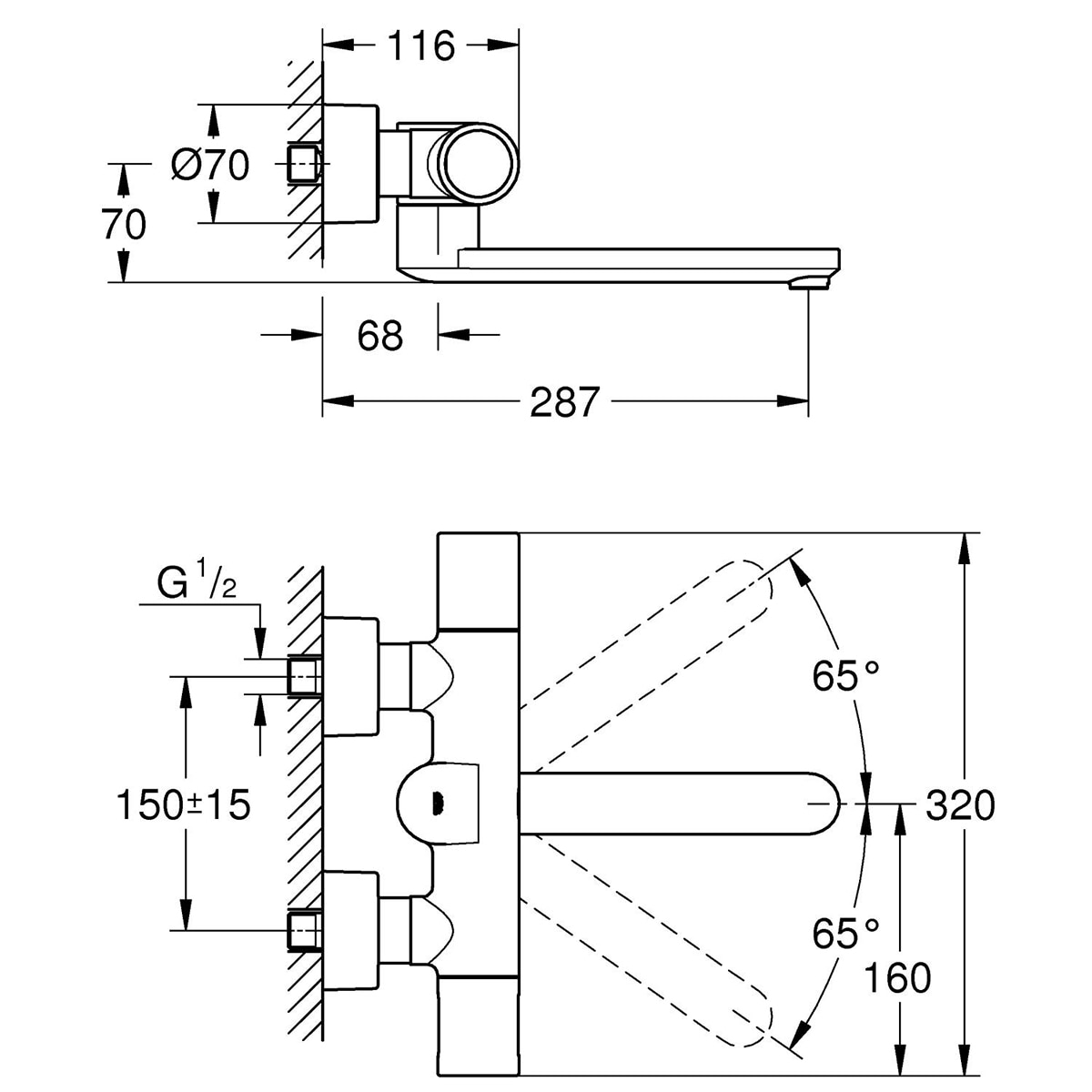 Torneira Termostática com Sensor com Bateria XL de Lavatório Eurosmart Cromado-2