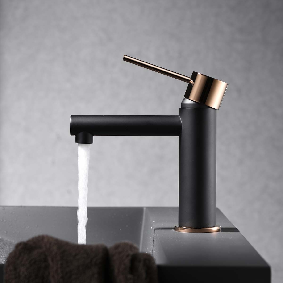 Grifo monomando para lavabo Milos Stick Imex - Negro / Oro Rosa Negro / Oro Rosa-2