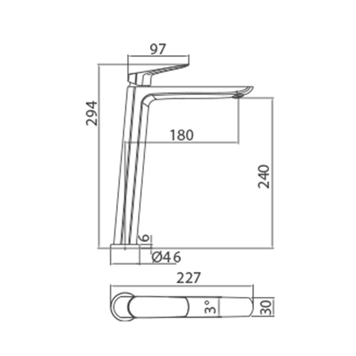 Imagen 3 de Grifo monomando de lavabo alto Bélgica Imex - Cromo Cromo