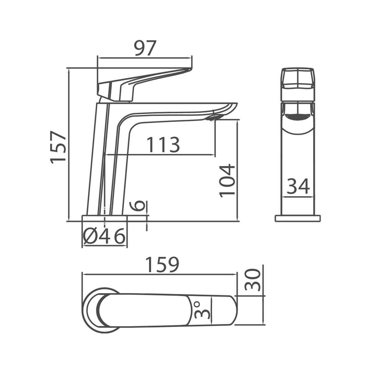 Grifo monomando para lavabo Imex - Negro mate Negro mate-3