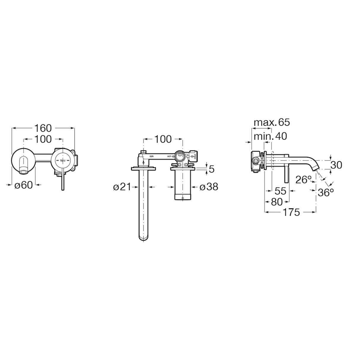 Grifo monomando empotrable para lavabo Ona Roca - Negro mate Negro mate-2