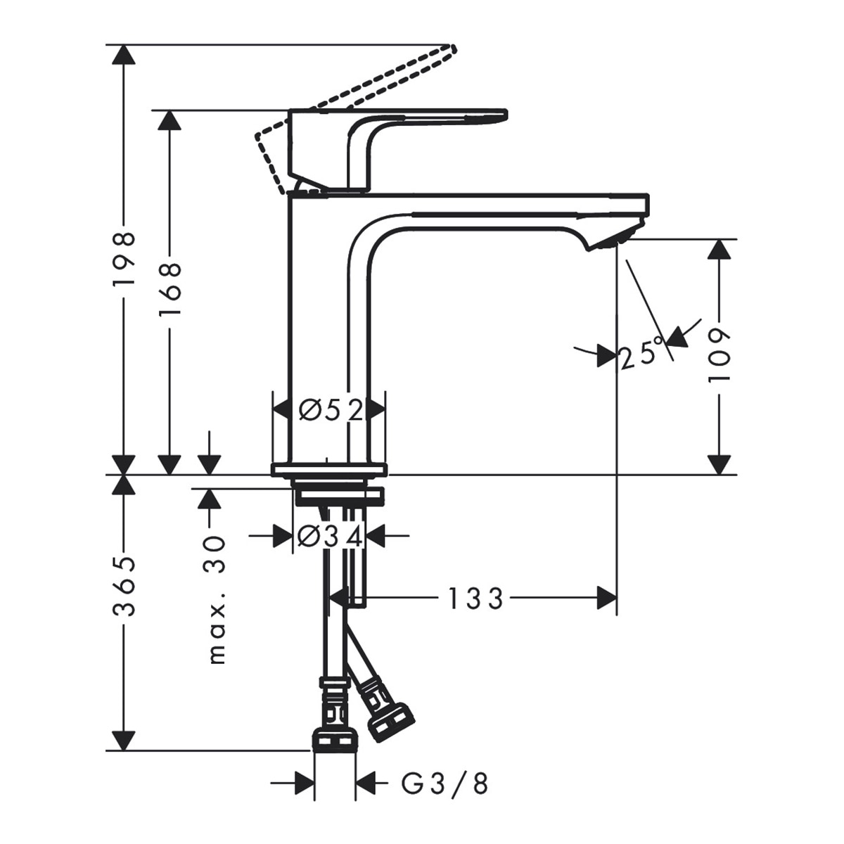 Grifo monomando para lavabo Rebris S Hansgrohe - Negro mate Negro mate-2