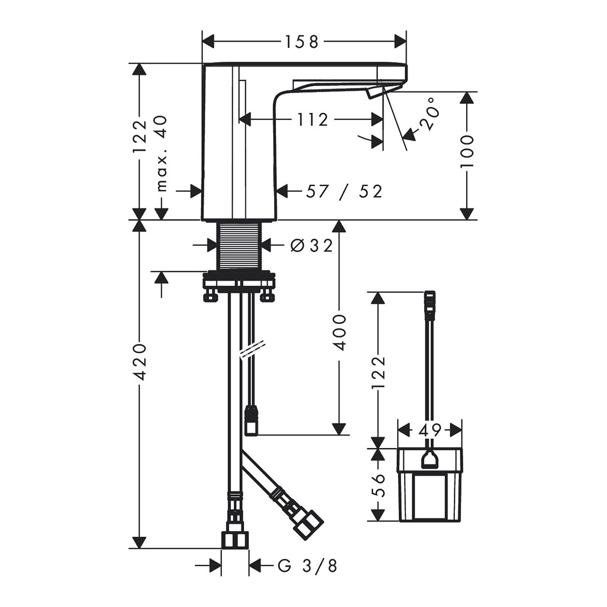 Imagen 3 de Grifo con sensor con temperatura programable para lavabo Vernis Blend Hansgrohe - Cromo Cromo